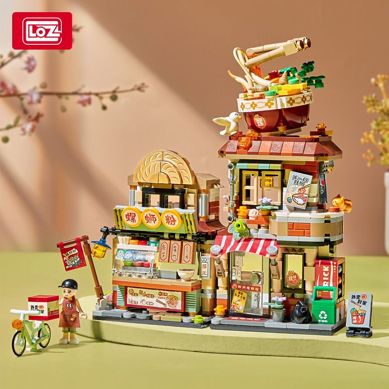 LOZ Nano Block Seri Makanan Street Food Series Lemon Tea Shop Mie Siput Mini Street View Luo Si Fen