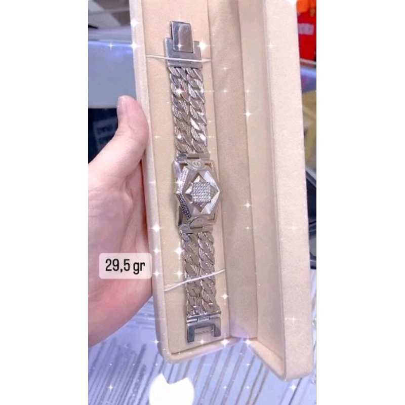 gelang tangan sisik naga plat mas putih 8k