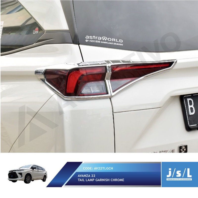 AVANZA / XENIA 2022 2023 GARNISH LAMPU STOPLAMP BELAKANG PINTU MOBIL COVER CHROME KROM ABS ORI JSL M