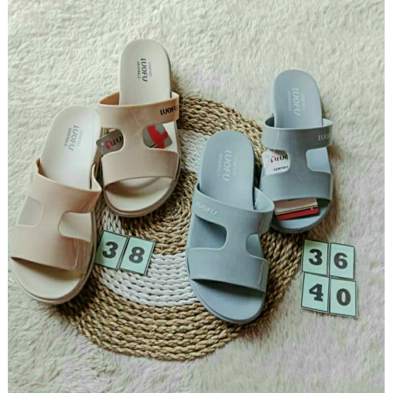 SANDAL LUOFU E7190BW SANDAL SLOP JELLY IMPORT WANITA KARET