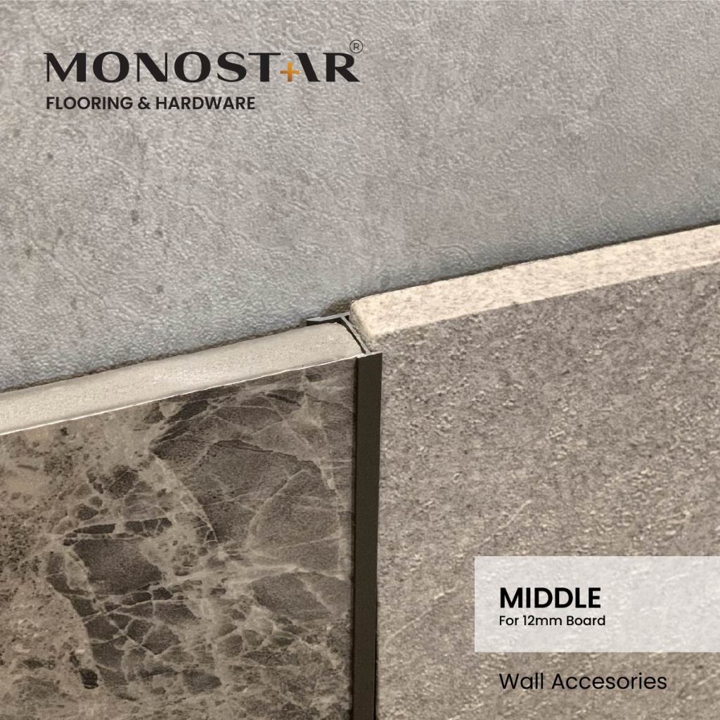 WALL ACCESSORIES LIS DINDING MONOSTAR AKSESORIS TRANSISI VARIASI ALUMUNIUM U/ BOARD PAPAN 12MM