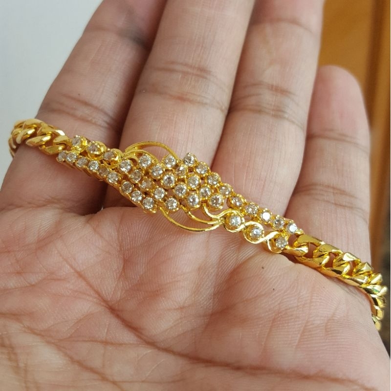 Gelang Plat Mata Rantai Lapis Emas Gold Plated