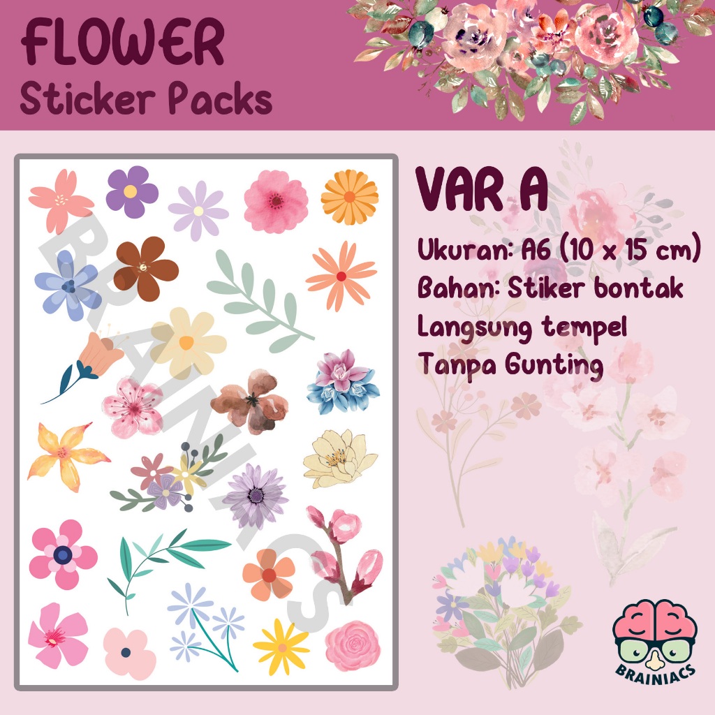 

ST-003, Sticker Stiker Flower Bunga Fauna