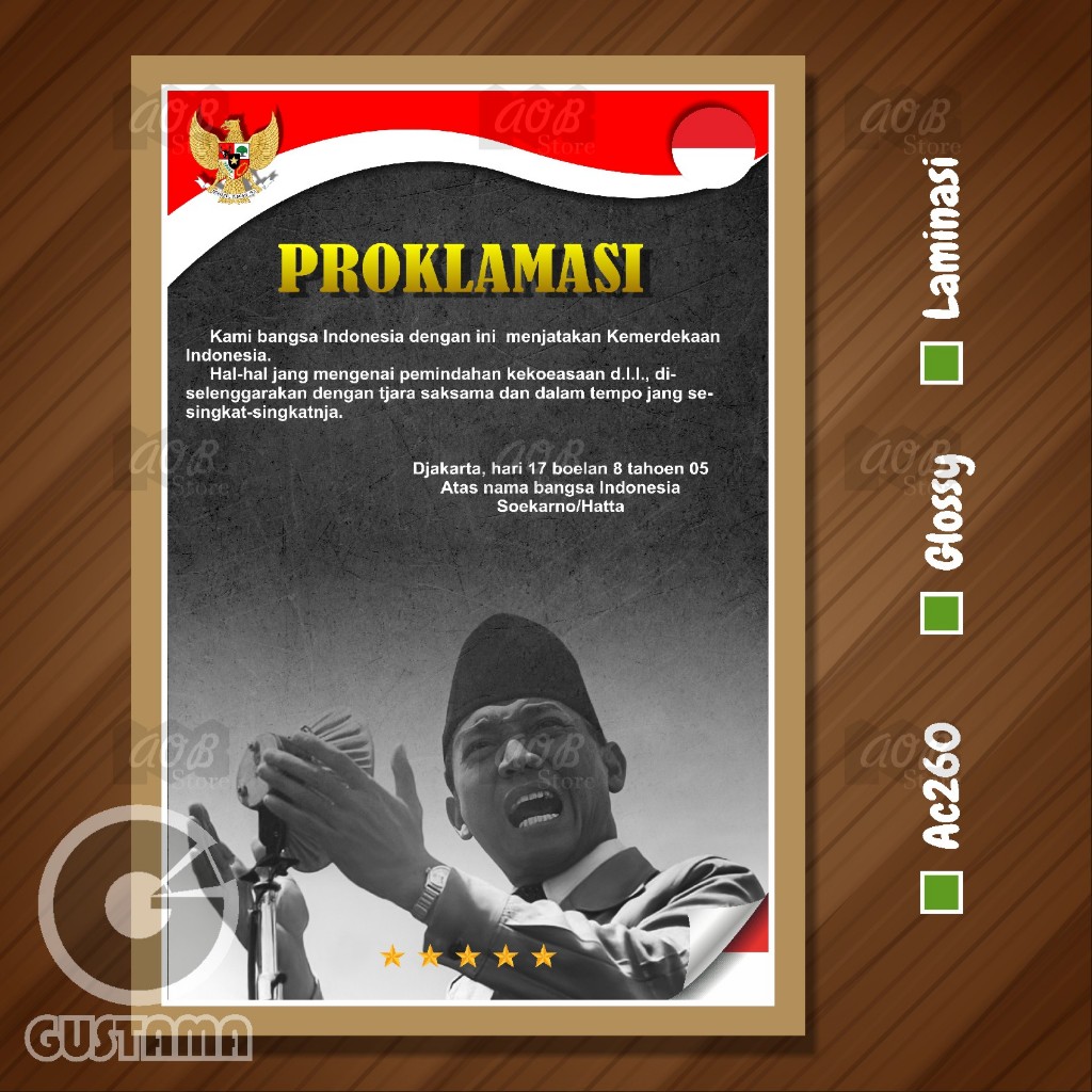 Poster Teks Proklamasi Kemerdekaan Wipe Clean A3+