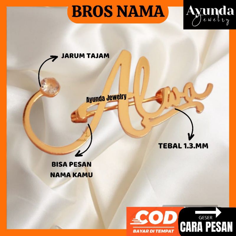 Bros Nama Bros Nama Custom Bros hijab bros peniti lapis emas Bros custom logo