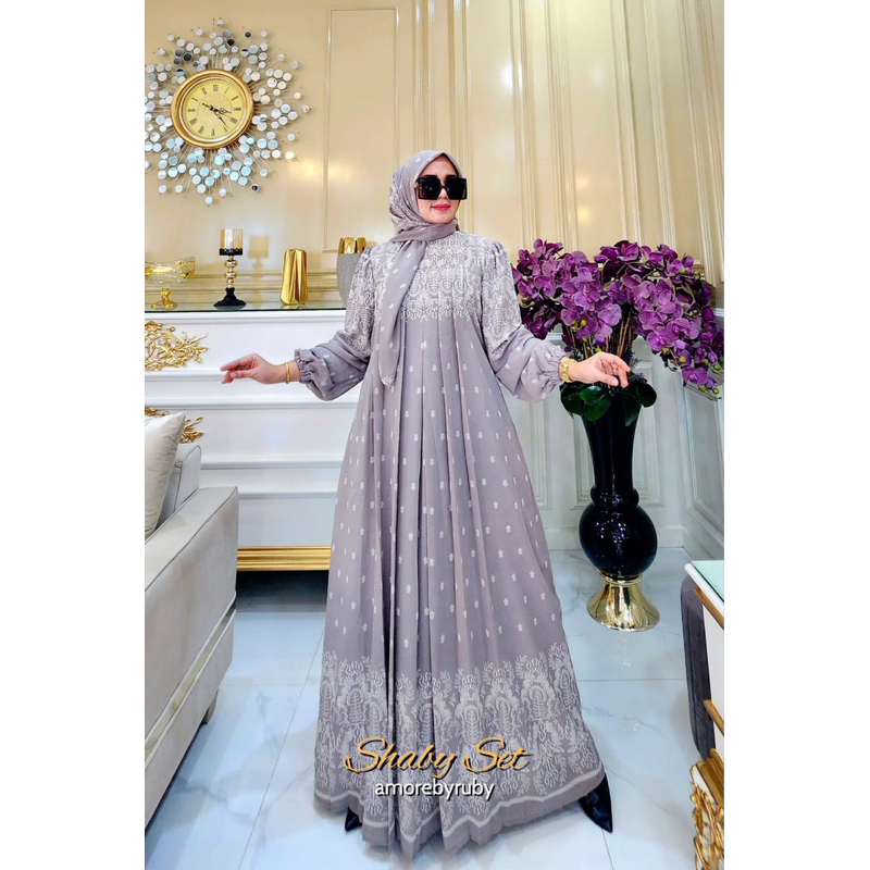 SHABY SET GAMIS SYARI TERBARU INCLUDE JILBAB SEGI EMPAT