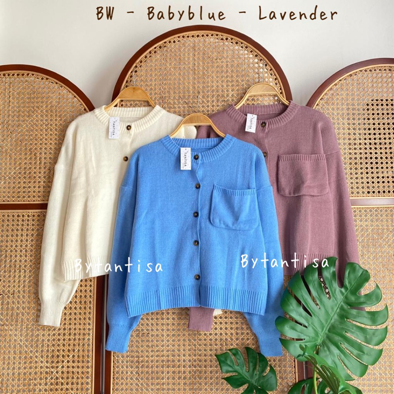 Bytantisa - Cardigan Rajut Polos Selly Kancing Pocket