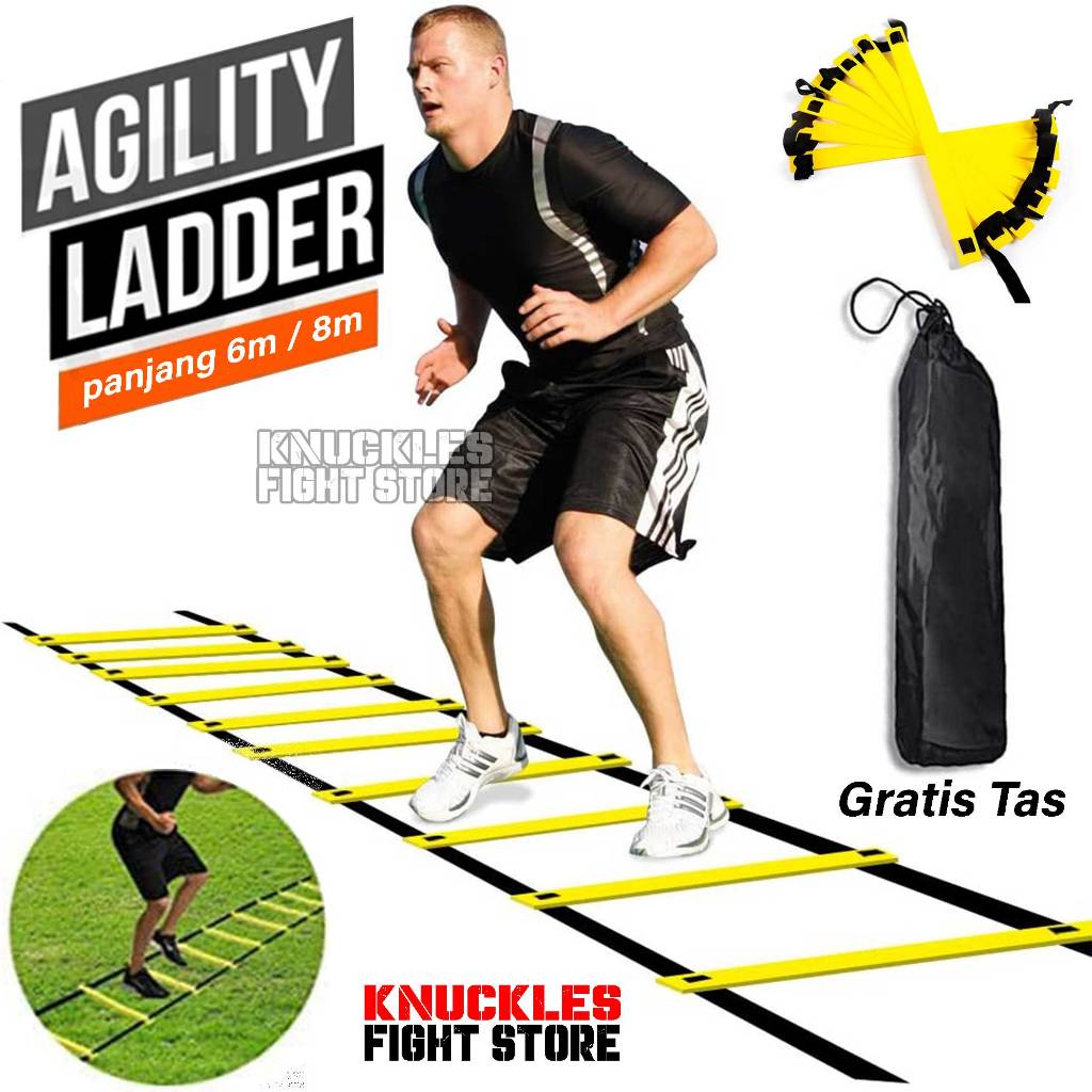 Agility Ladder Tangga Tali Olahraga Kelincahan Ketangkasan 6 meter, Agility Leg 8 meter