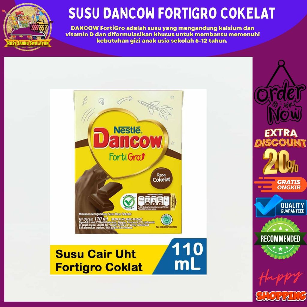 

Nestle Dancow Fortigro 110ml UHT Rasa Coklat 110 ml susu siap minum rasa coklat dengan kalsium dan zink