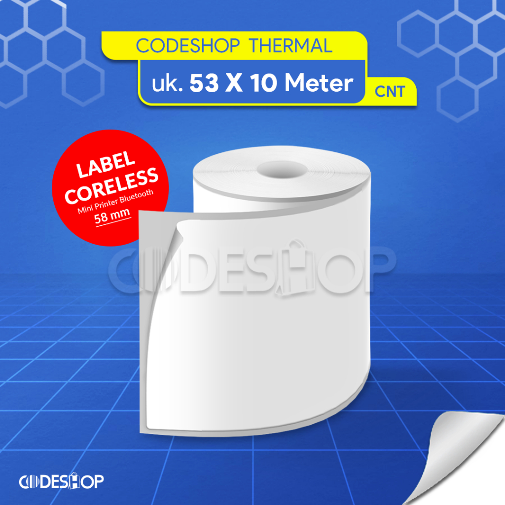 

Kertas Stiker Printer Kasir Thermal 58mm 53x10 M seukuran 58x48 mm