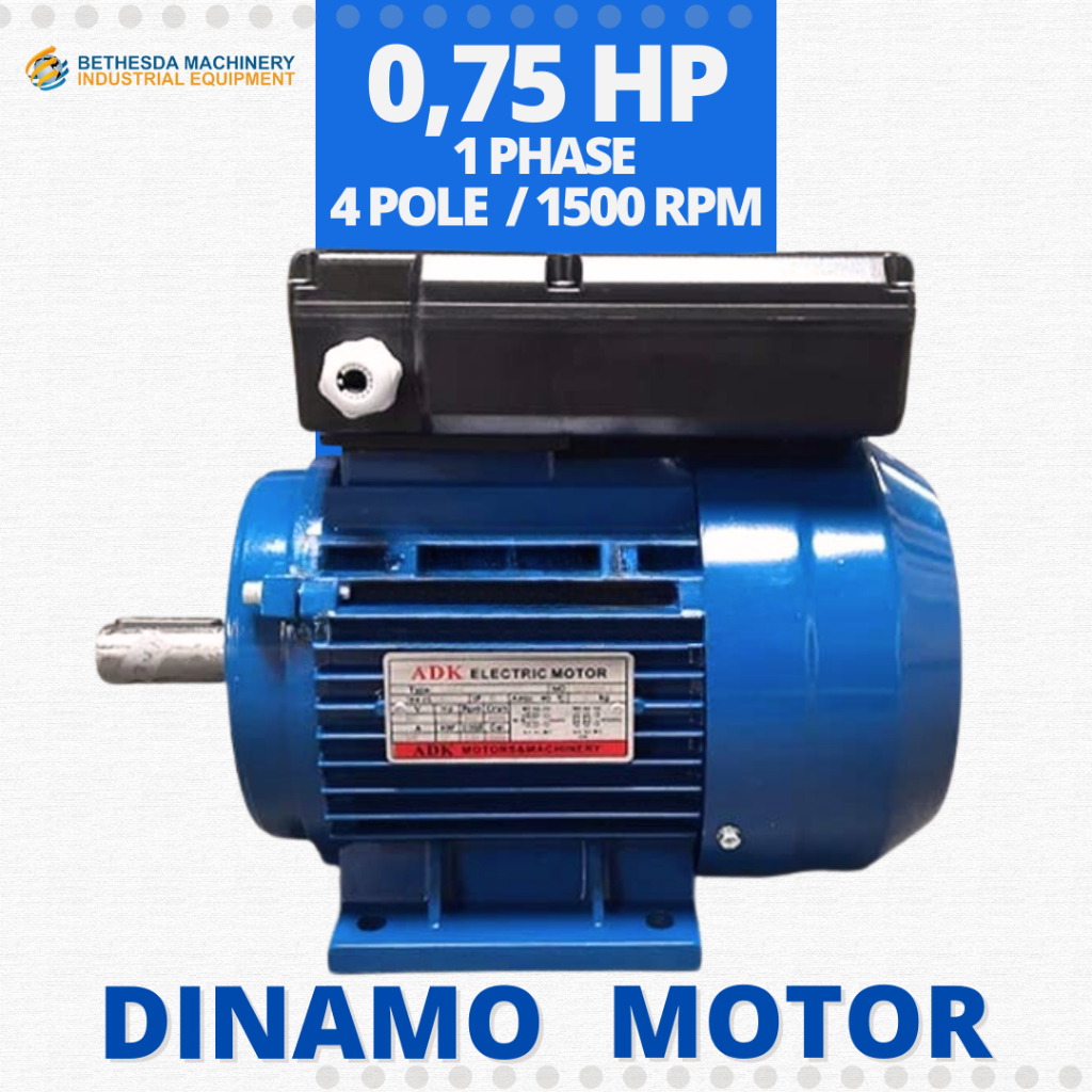 Mesin Penggerak Dinamo 0.75 HP 1 Phase Elektric Motor 0,75HP 1500Rpm