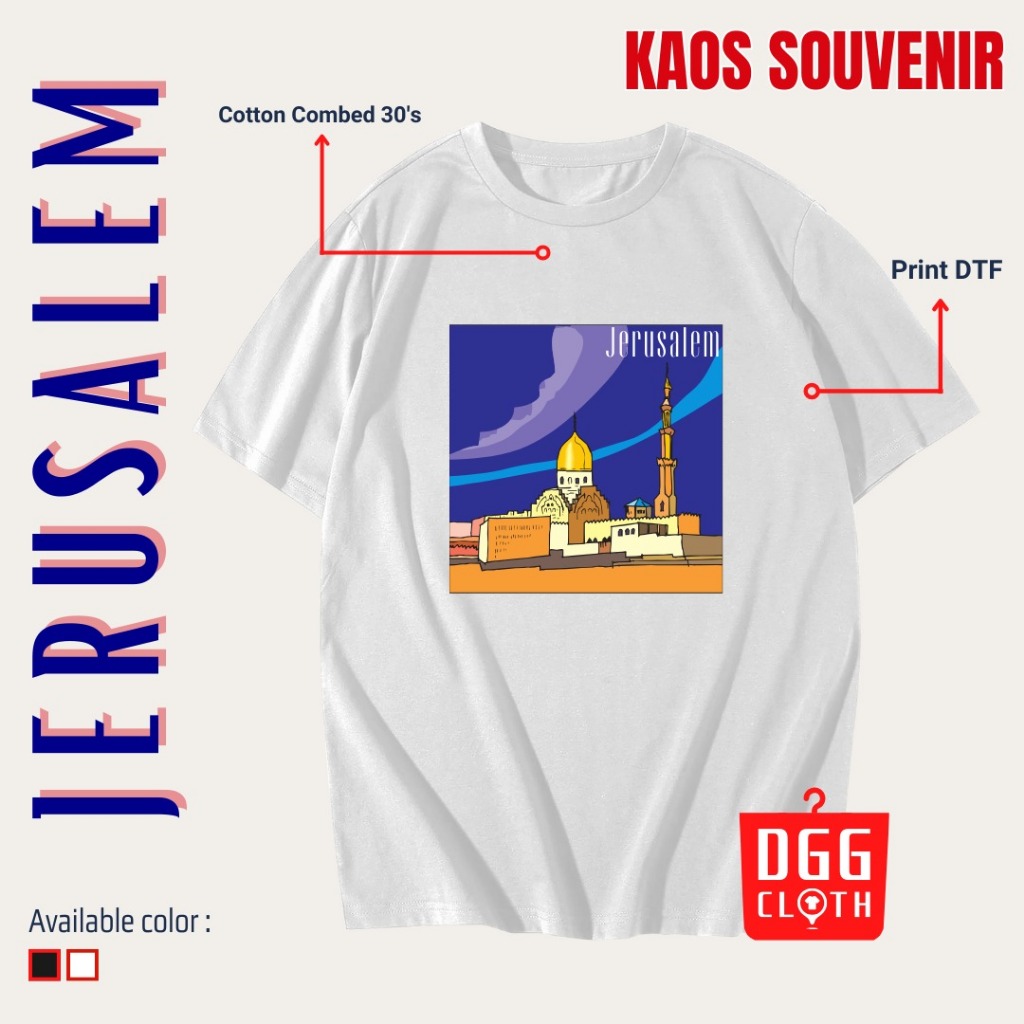 DGG Clothing Kaos Jerusalem, Baju Custom Jerusalem, Tshirt Jerusalem Banyak Varian Gambar
