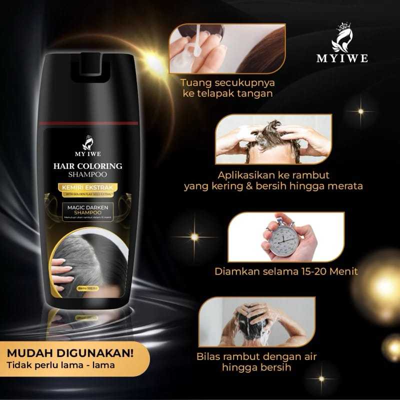 My Iwe Hair Coloring Shampoo 150ml / Shampoo Anti Uban / Shampoo Penghilang Uban