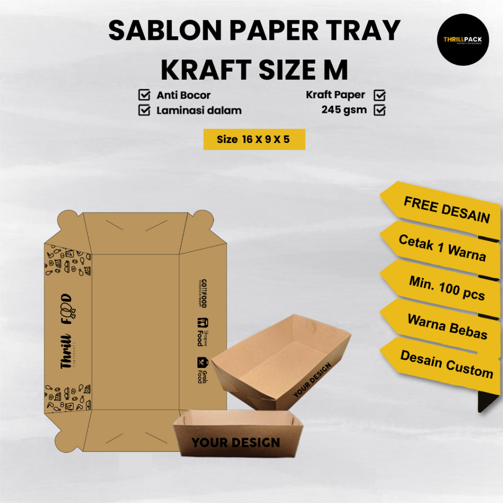 sablon custom paper tray kraft/ ivory / sablon box paper tray / box custom paper tray ivory / box cu