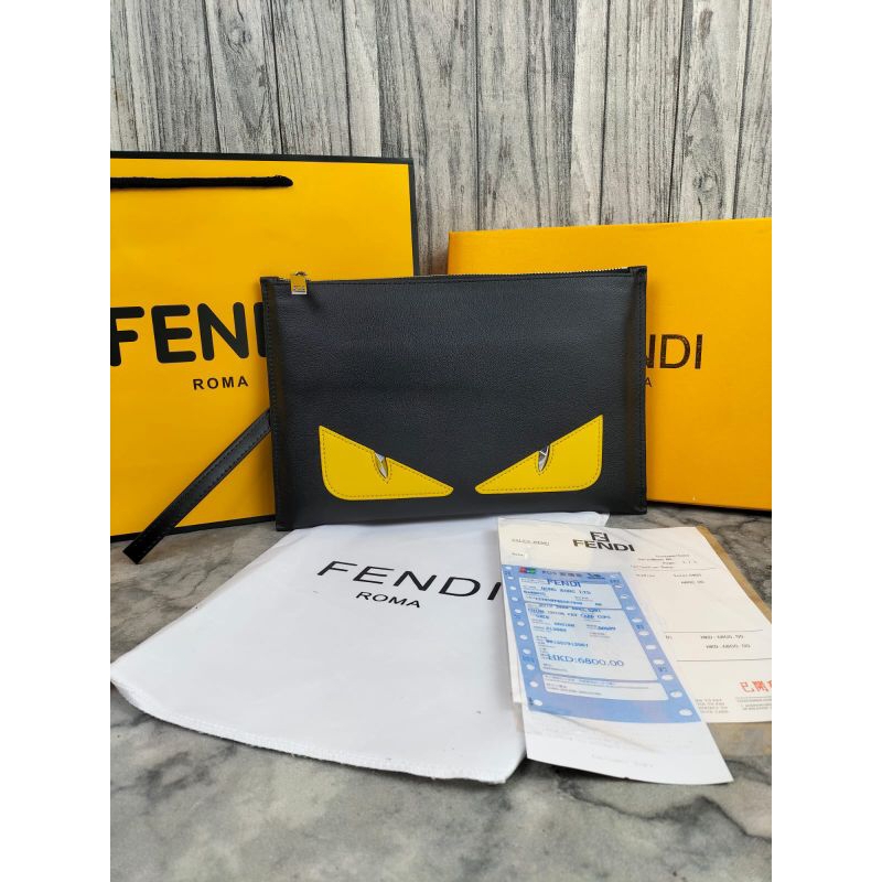 CLUTCH BAG TAS TANGAN PRIA FENDI KULIT IMPORT BRANDED