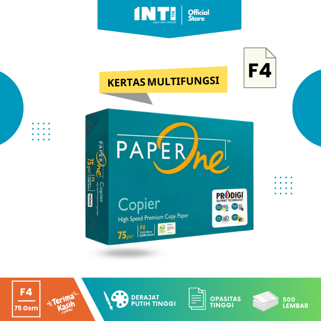 

Kertas hvs PaperOne F4 folio 75gr Copier 1 Rim 500 Lembar Kertas Fotocopy