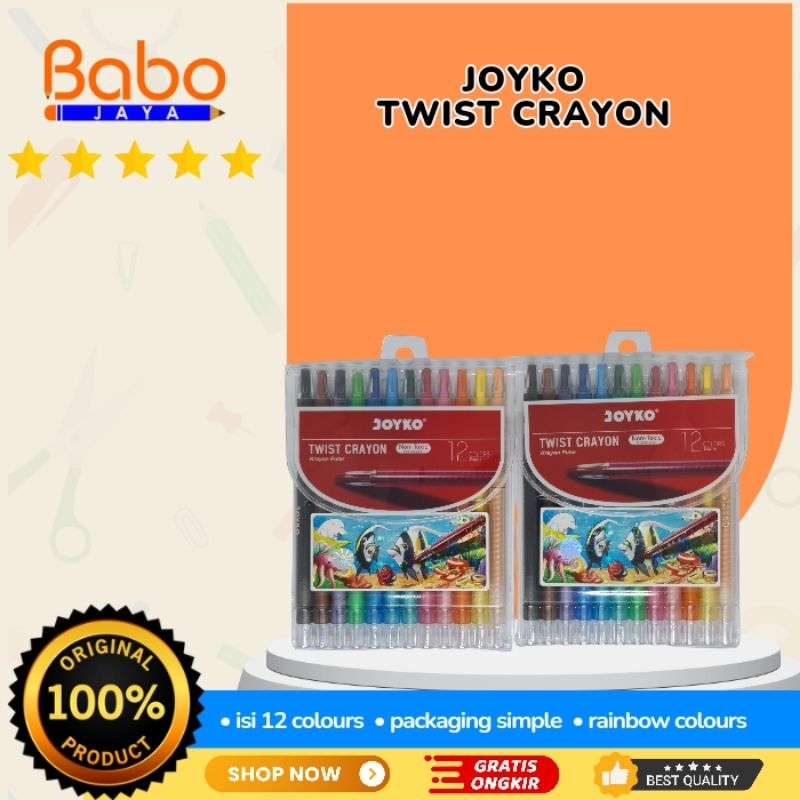 

BABO JAYA Twist Crayon Joyko / 12 warna / Berbahan non toxic