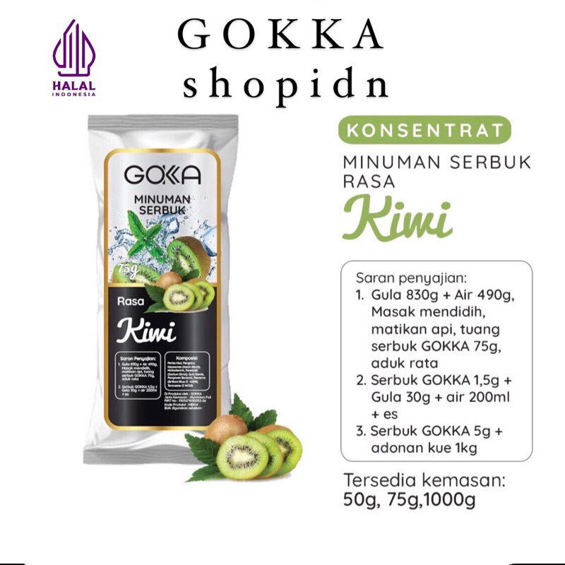 

Bubuk Minuman Kiwi Gokka 50g - Powder drink Kiwi 50g [Gokka Drink 50g]