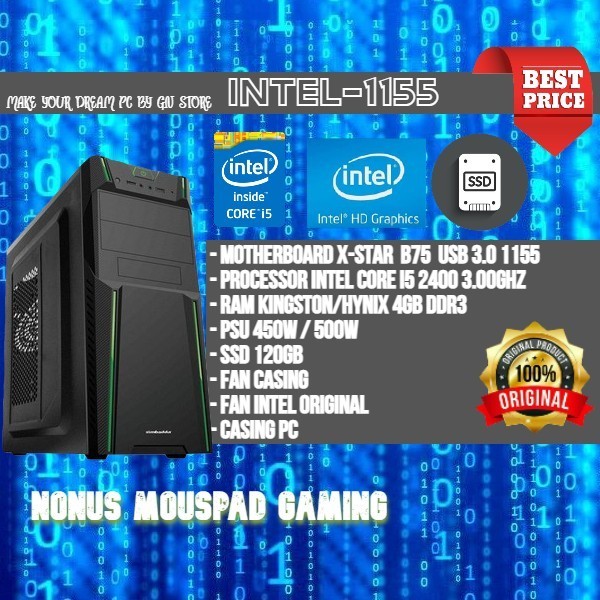 CPU PC I5 2400 -1155 - SSD 120GB GARANSI BARU RUSAK GANTI BARU 1 TAHUN