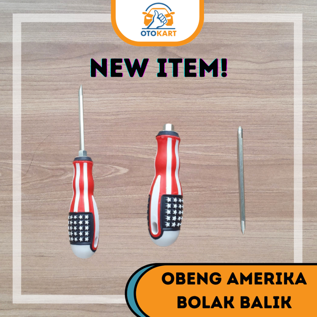 Obeng Amerika Bolak Balik 20cm / Obeng US Plus dan Minus / Obeng Gagang US 2 in 1 panjang 20cm / Obe