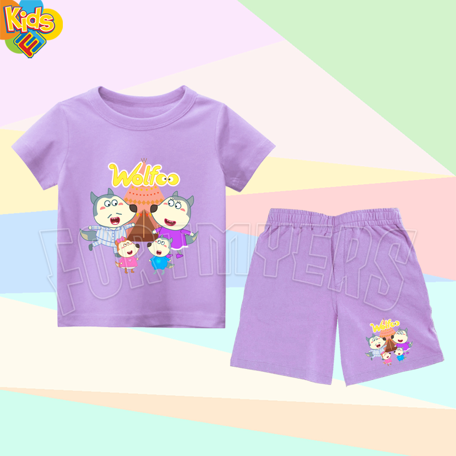 SETELAN ANAK WOLFOO FAMILY ONE SET ANAK SETELAN KAOS CELANA PENDEK ANAK