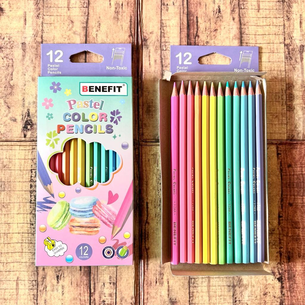 

1 Set Pensil Warna Pastel Panjang Benefit 12 Warna PW-1288 - Pensil Warna Pastel Panjang - Pensil Warna Macaron