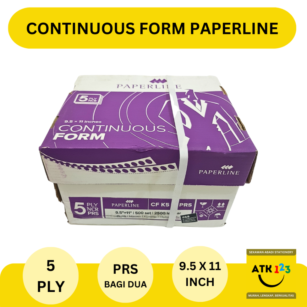 

Continuous Form Paperline Uk. 9,5" x 11" : 2 Rangkap 5 (5 Ply) PRS