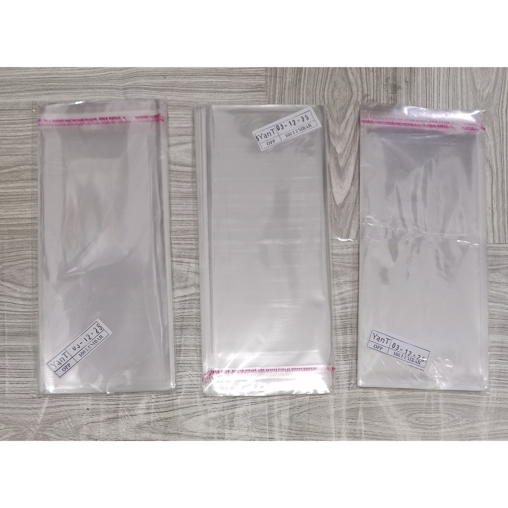Plastik OPP 10x25 12x25 tebal 03 / plastik lem perekat aksesoris undangan