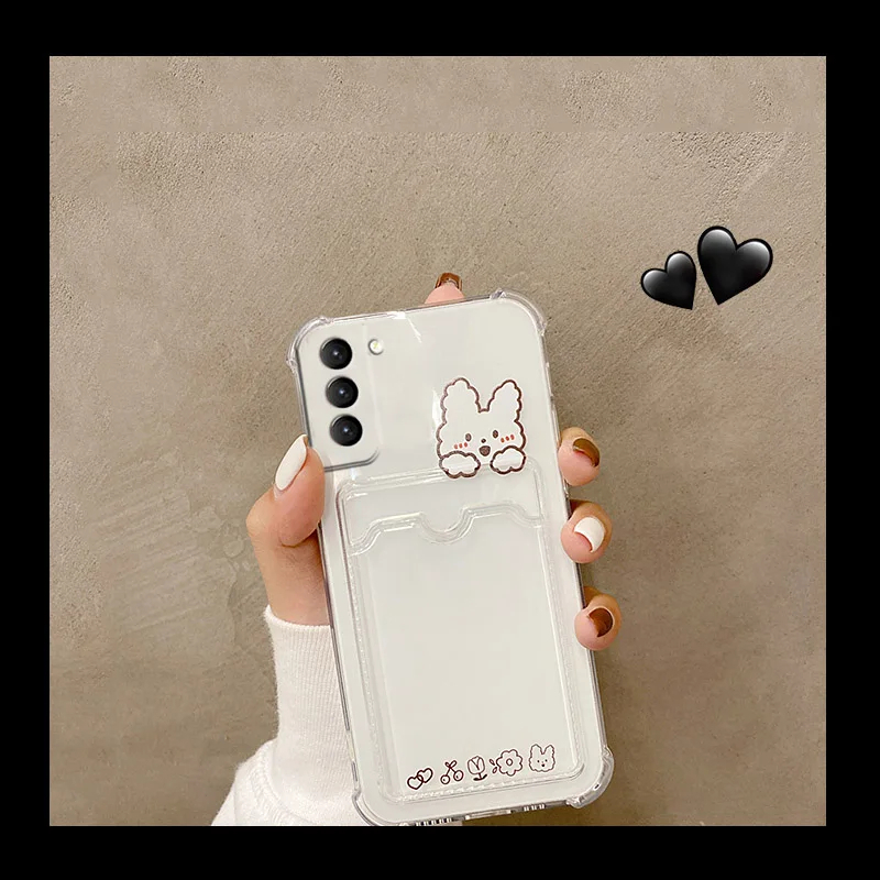 Case Compatible for Samsung A50 A30s A50s A51 Pocket Card Holder Cartoon couple Phone
