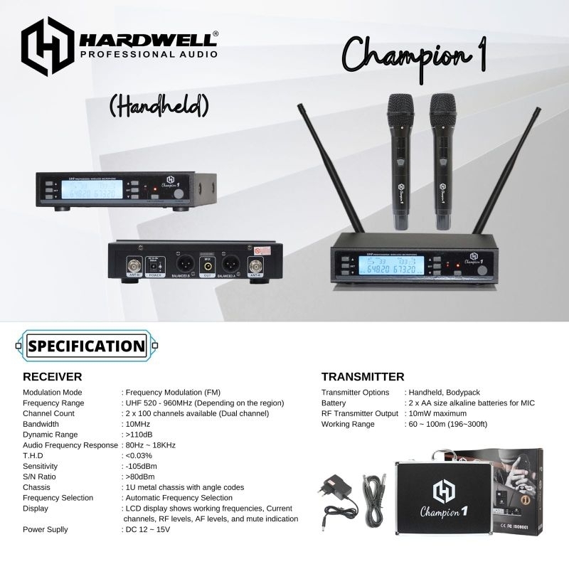 Mic wireless HARDWELL Champion1 | HARDWELL Champion-1 Handheld/Pegang