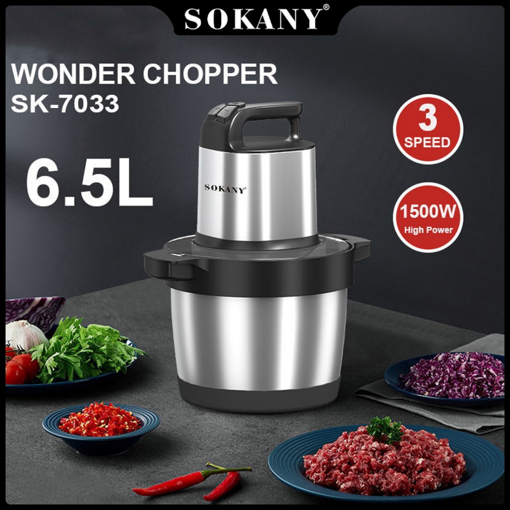 SOKANY SK-YM-7033 Blender Penggiling Daging 6.5L Baja Tahan Karat Listrik Meat Grinder Chopper Dagin