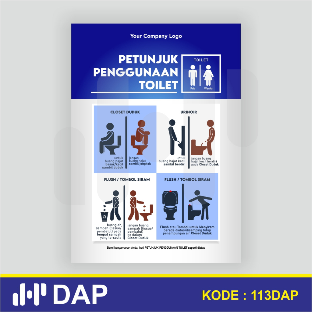 

113 - STIKER PETUNJUK PENGGUNAAN TOILET - A4 - VYNIL - TERBAIK