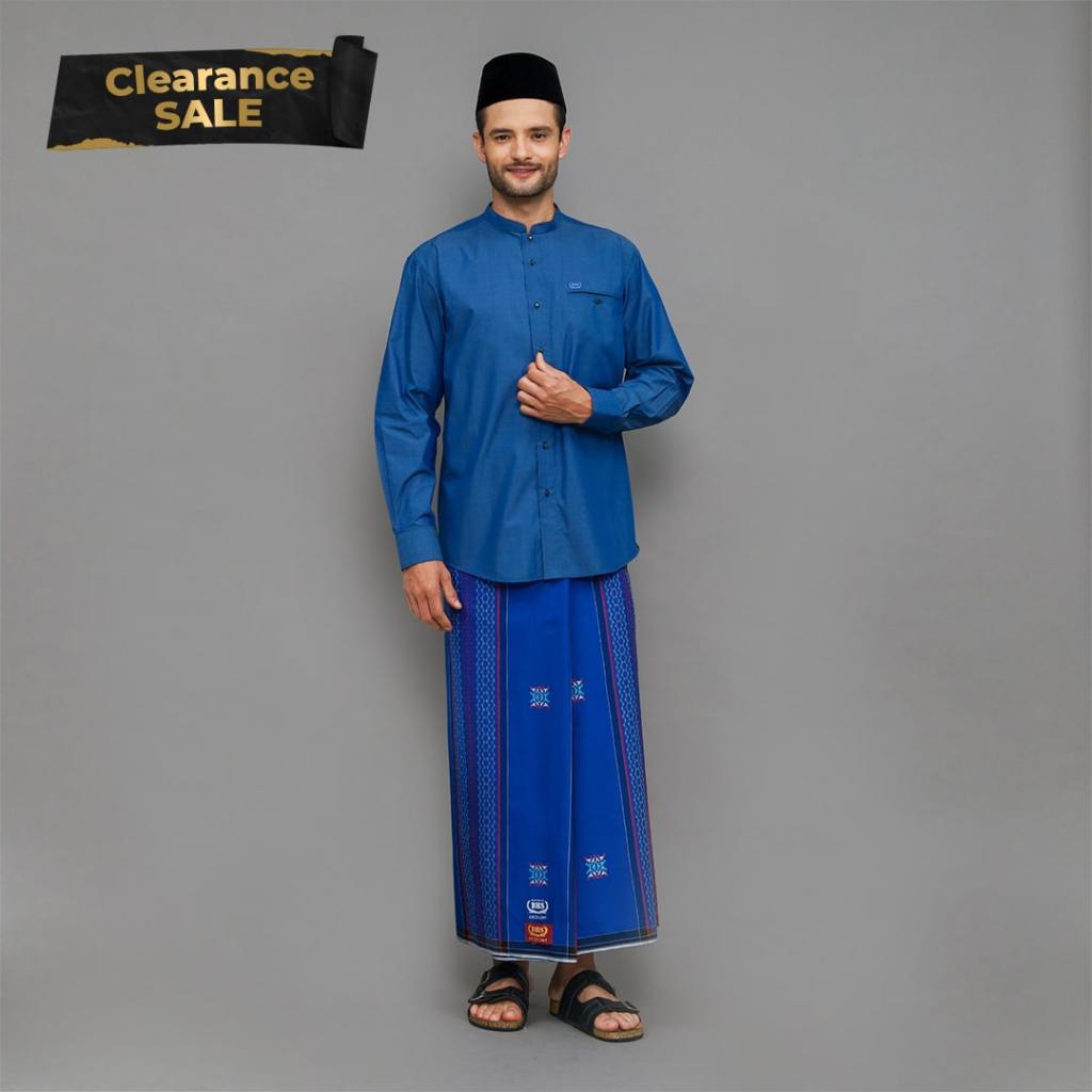Sarung BHS Excellent Gold Motif SCF Biru Tua