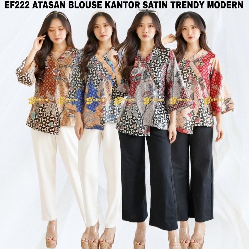 EFREMI BATIK BLOUSE BAJU ATASAN WANITA SERAGAM KANTOR PESTA MODERN TRENDY EF222 SKR