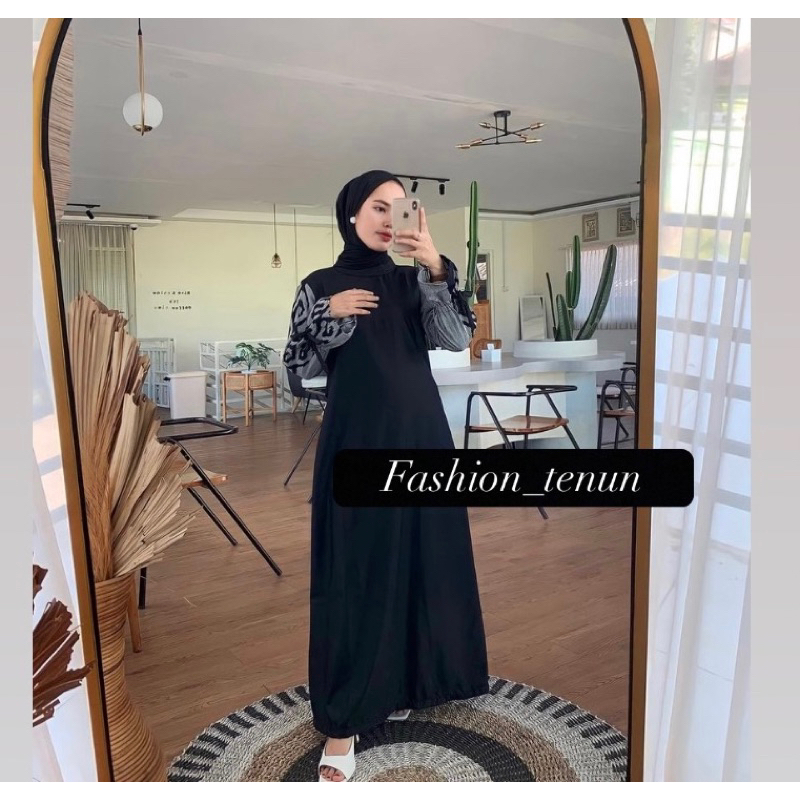 GAMIS TENUN AZZULA-KOMBINASI TOYOBO-FASHION MUSLIM