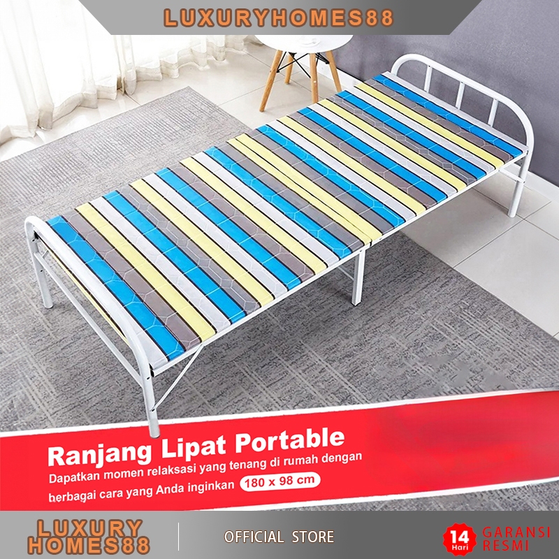 Ranjang Lipat Portable Ranjang Lipat Besi Divan Minimalis Tempat Tidur Sandaran Folding Bed Single Termurah - V11B1