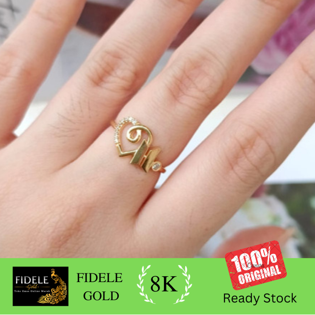 Cincin bts fashion emas asli kadar muda 375 8k cincin wanita bt21