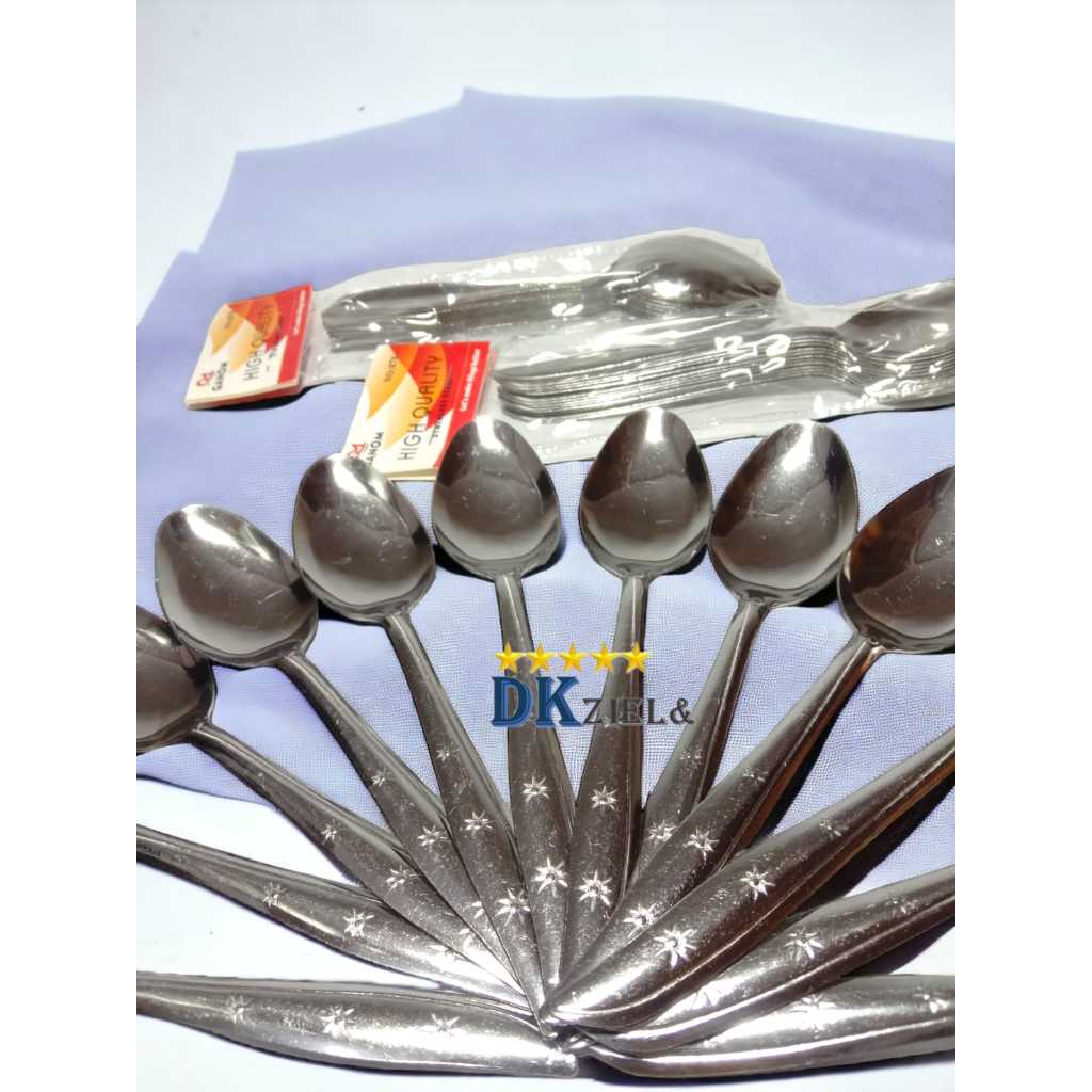 MURAH  12 Pcs Sendok Makan Tebal Motif Bintang High quality/ Sendok Makan Stainless Steel Tebal Gona