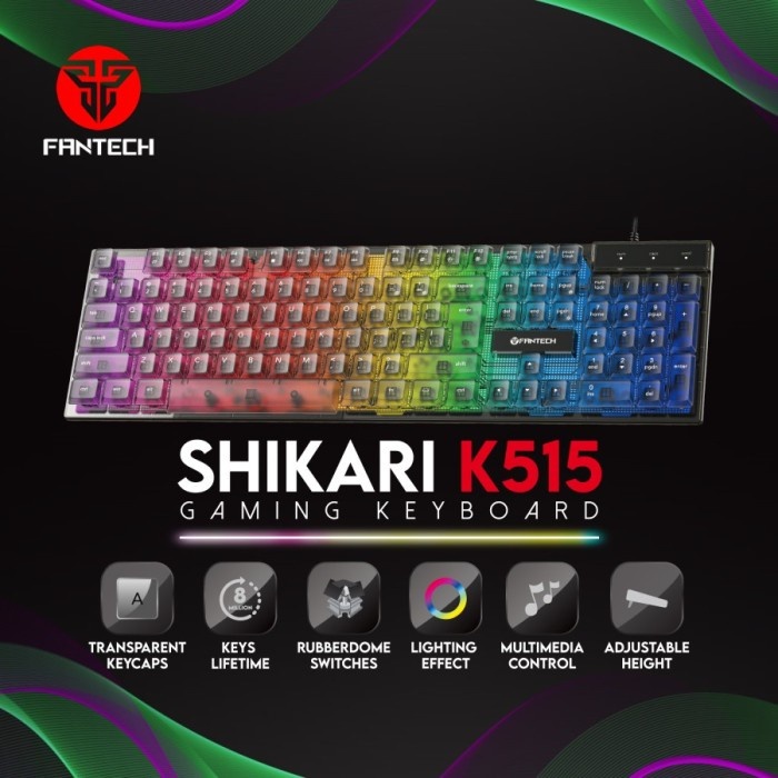 FANTECH Keyboard Shikari K515 Transparent Keycaps Membrane Gaming