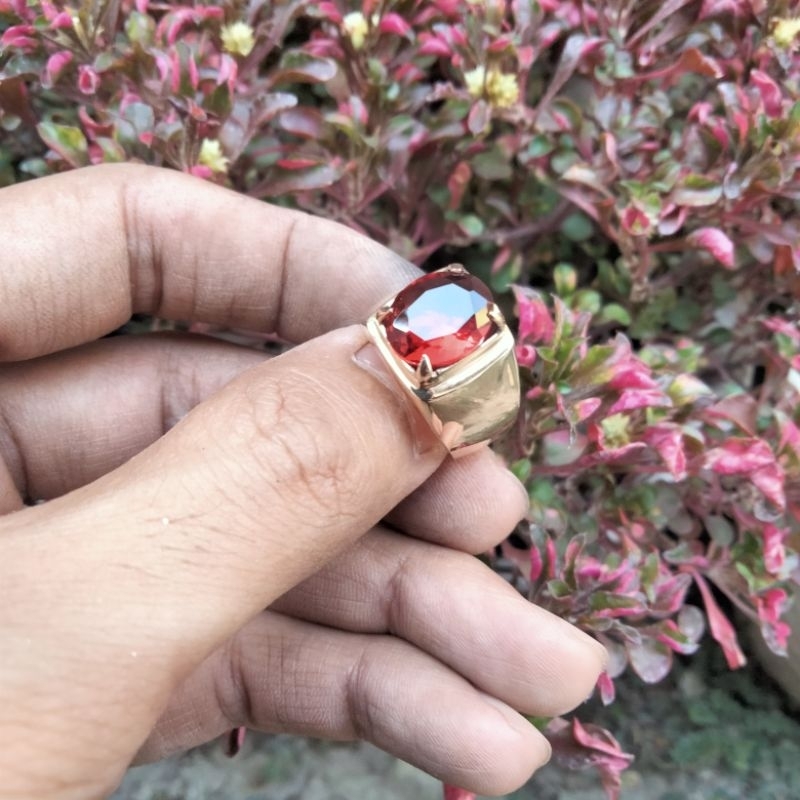 cincin cowok batu red garnet,blue safir