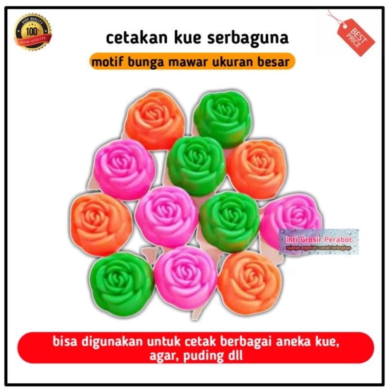 Cetakan mawar kue puding plastik 12 pcs mini kecil sedang