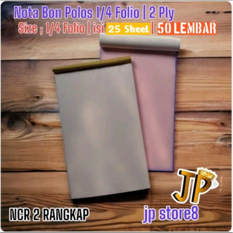 

NOTA KOSONGAN POLOS NCR 2 PLY 1/4 FOLIO LANGSUNG TEMBUS SIZE 10,5CM X 16,5 CM