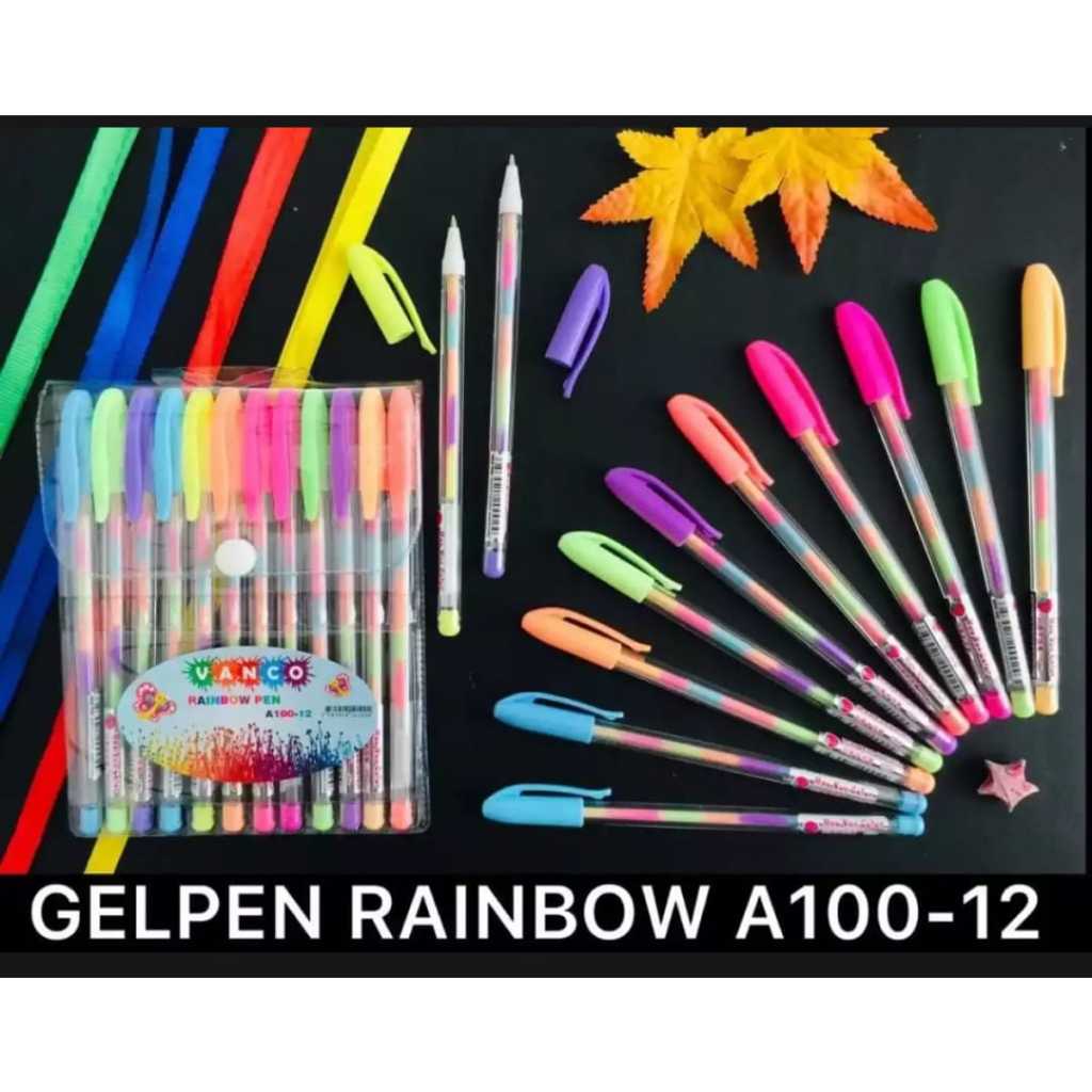 

AS888 - Bolpen Pulpen Ballpoint PEN Gel Lucu Unik Fancy Korea Pelangi Rainbow ISI 12