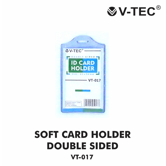 

V tec name tag ID card holder double transparant plastik karet VT 017 - FRAME Casing Tempat ID Card Holder ELASTIS Bening Potrait 2 SLOT KARTU