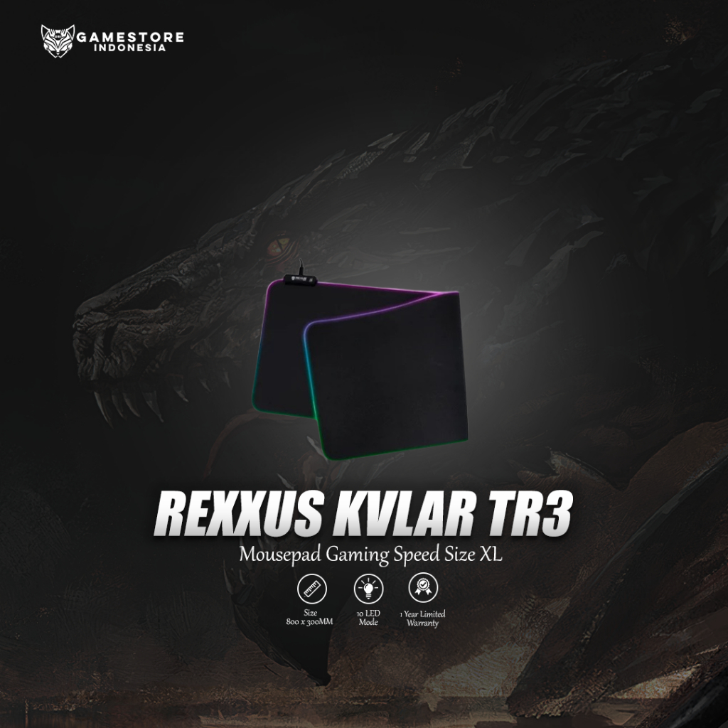 Rexus Mousepad Gaming RGB Kvlar TR3 Speed Size XL