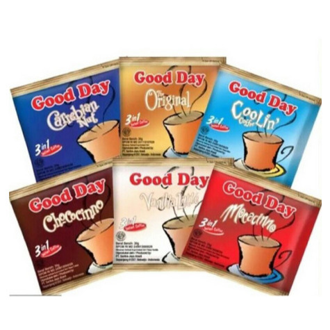 

Goodday Mocacinno 10 x 20Gram/ chococinno / vanilla latte / carebian / coolin / original