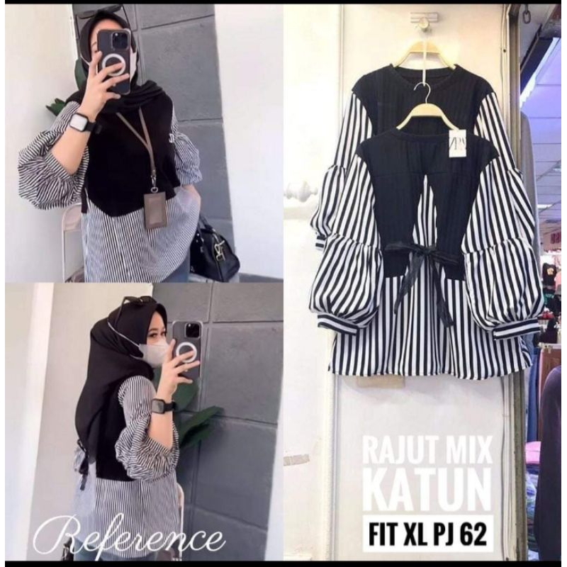 blus rajut mix katun Salur fashion wanita modern