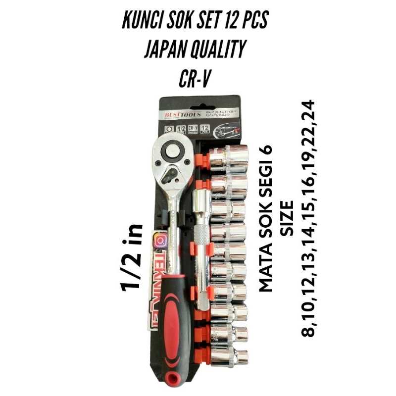 KUNCI SOK SET 12 PCS BEST TOOL SOK SET 12 PCS