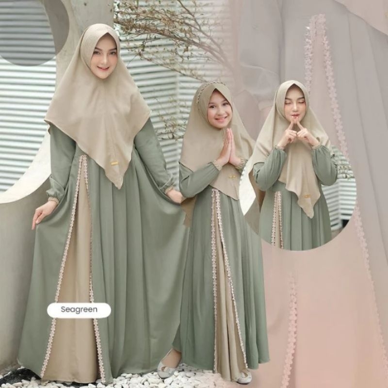 BAJU GAMIS COUPLE IBU DAN ANAK PEREMPUAN/GAMIS ANAK PEREMPUAN/GAMIS TERBARU/GAMIS PLUS HIJAB/GAMIS R