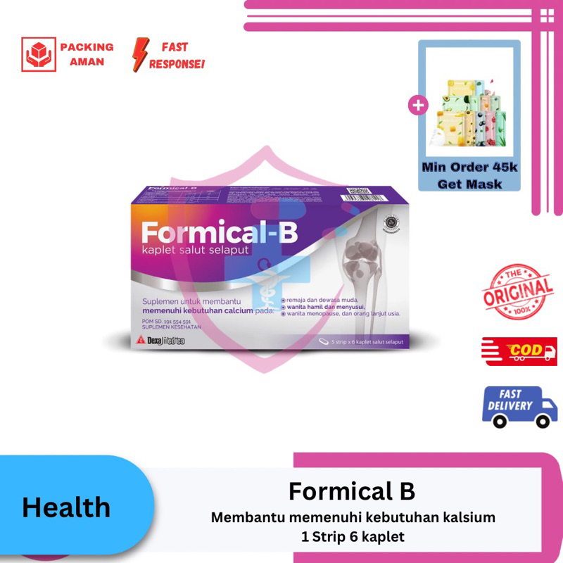 Formical B Obat Suplemen Vitamin Kalsium Untuk Tulang dan Ibu Hamil 1 Strip